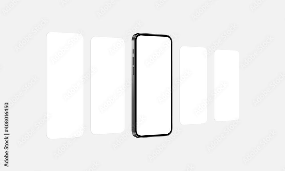 Smartphone Mockup With Blank App Screens, Perspective View. Vector Illustration Smartphone Mockup With Blank App Screens, Perspective View. Vector Illustration