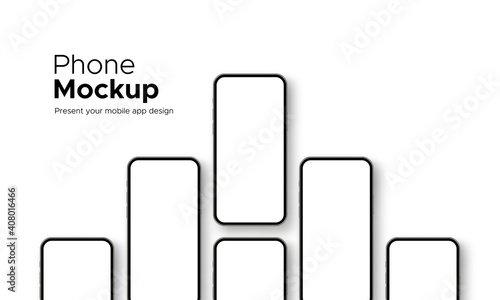 Phone Mockup with Blank Screen Isolated on White Background. Template for Showing Your App Design. Vector Illustration