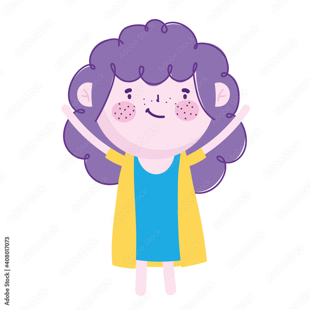 little girl cartoon character standing on white background little girl cartoon character standing on white background