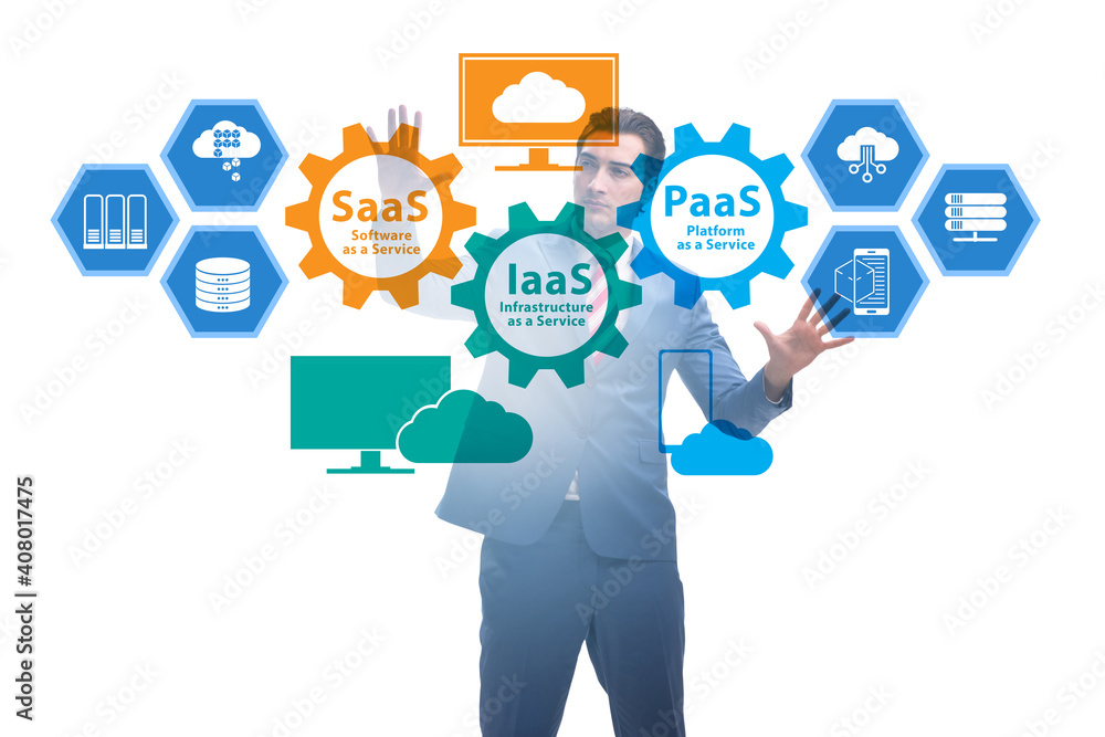 PAAS IAAS SAAS concepts with businessman PAAS IAAS SAAS concepts with businessman