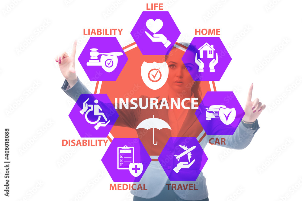 Naklejka premium Concept of various types of insurance