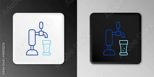 Line Beer tap with glass icon isolated on grey background. Colorful outline concept. Vector.