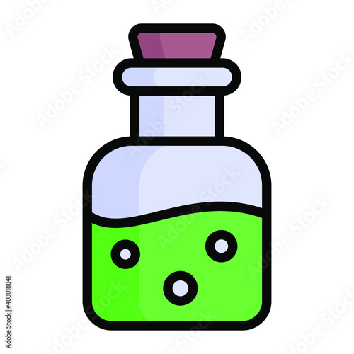 poison jar, halloween vector color line icon