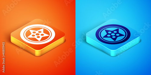 Free Download Isometric Car wheel icon isolated on orange and blue background. Vector. - GFXLoad