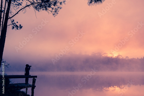 Relax at lake in Watchun Chiangmai Thailand