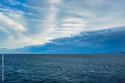 Weather front moving in over sea 