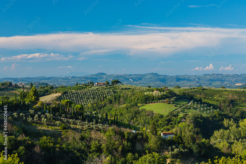 イタリア　サン・ジミニャーノ郊外の丘陵風景