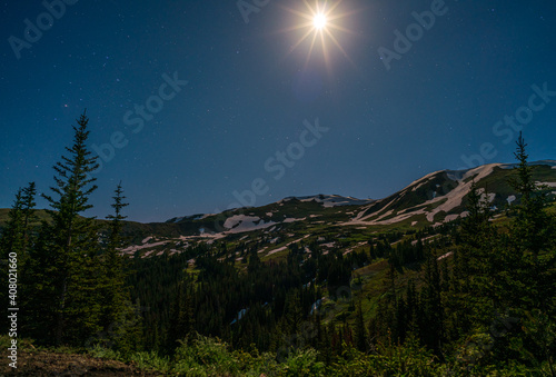 night landscape with mountains