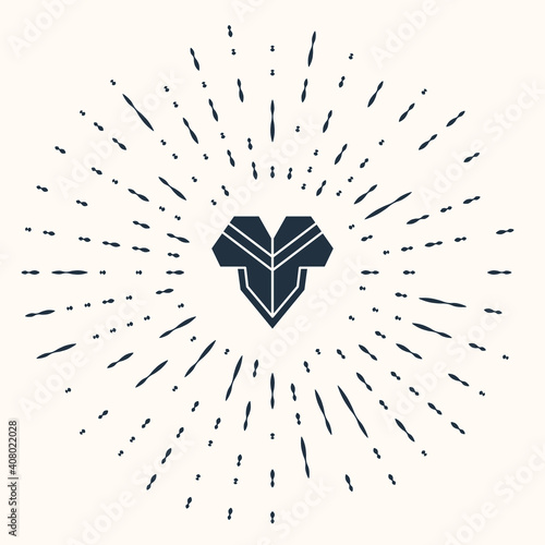 Grey Traditional mexican poncho clothing icon isolated on beige background. Abstract circle random dots. Vector.