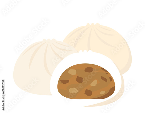 中華まんのベクターイラスト　肉まん　豚まん