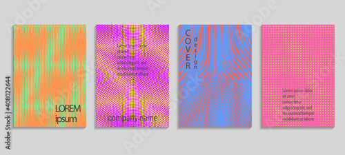 Minimal abstract vector halftone cover design template. Future geometric gradient background. Vector templates for placards, banners, flyers, presentations and reports