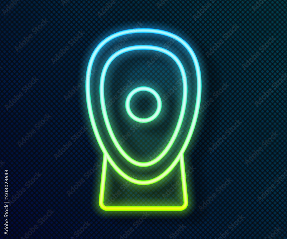 Glowing neon line Boxing training paws icon isolated on black background. Vector. Glowing neon line Boxing training paws icon isolated on black background. Vector.