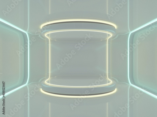 Abstract modern architecture background, empty open space interior. 3D