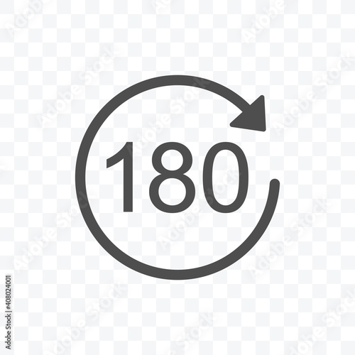 180 degrees rotation icon vector illustration isolated on transparent background.
