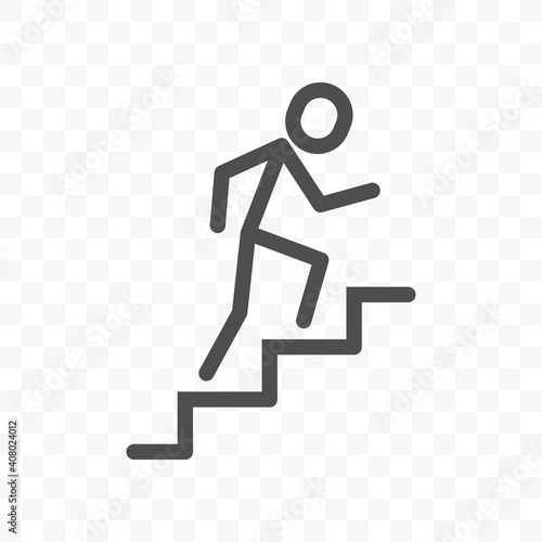 Man climbing up the stairs icon vector illustration isolated on transparent background.