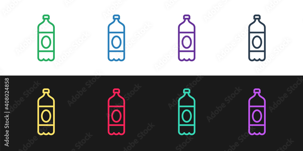 Set line Plastic beer bottle icon isolated on black and white background. Vector. Set line Plastic beer bottle icon isolated on black and white background. Vector.