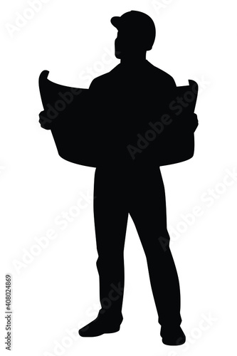 Engineer silhouette vector on white background, industrial people concept.