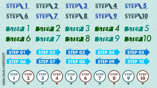 ステップ 見出し アイコン セット／カラフル