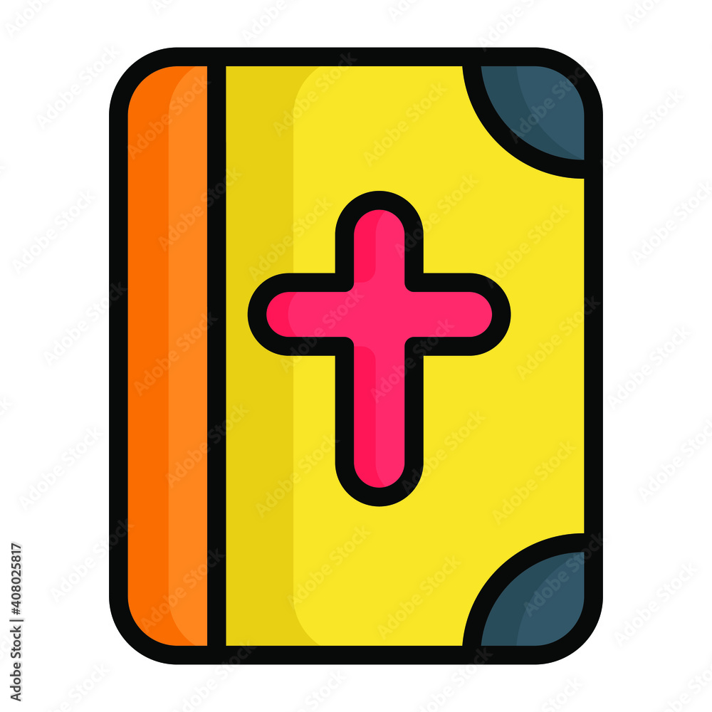 Fototapeta premium Catholicism book vector colord line icon 