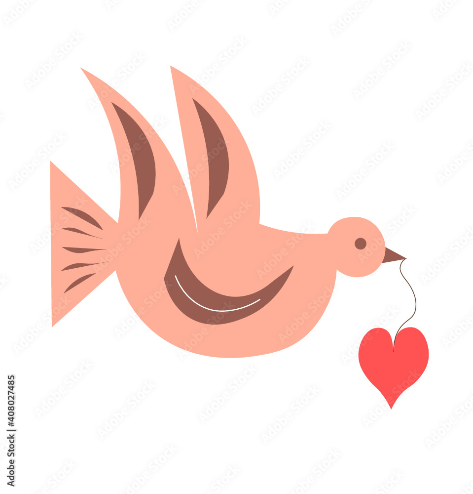 Bird flying with a heart in his mouth Bird flying with a heart in his mouth
