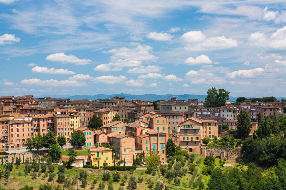 Fototapeta premium イタリア シエナの丘から見える街並み