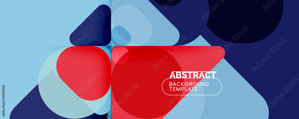 Flat geometric round shapes and dynamic lines, abstract background. Vector illustration for placards, brochures, posters and banners