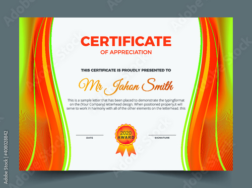 Professional elegant blue and gold diploma certificate template