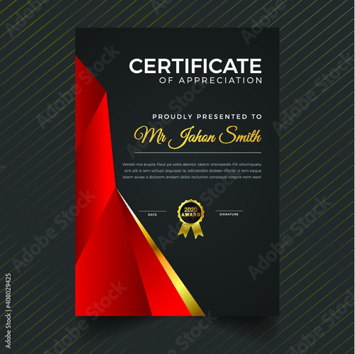Professional elegant blue and gold diploma certificate template