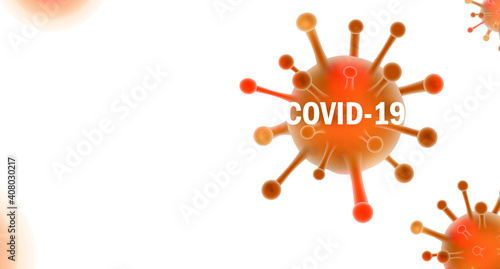 mage of Flu COVID-19 virus cell under the microscope on the blood.Coronavirus Covid-19 influenza banner background.Pandemic medical health crisis disease cell as a 3D render.Social distancing at home