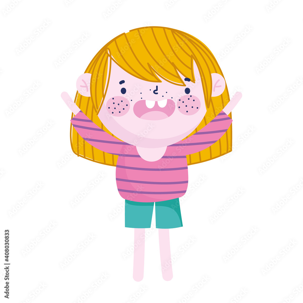 Fototapeta premium little boy cartoon character standing, white background