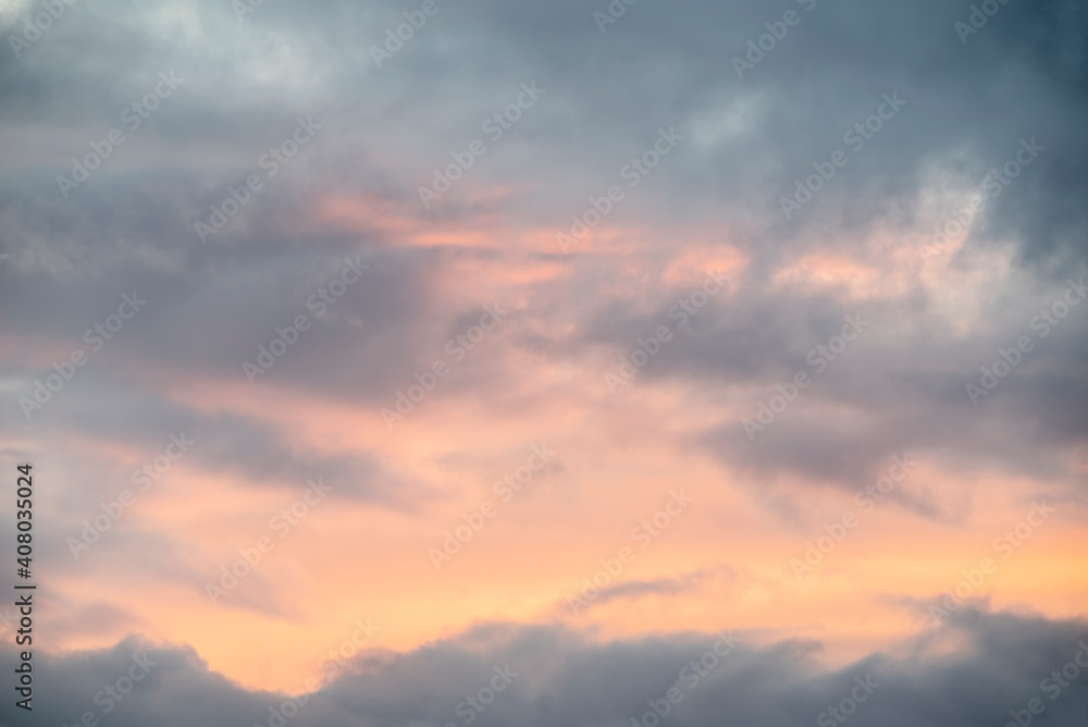 Beautiful Winter sunset colorful vivd sky for use as background