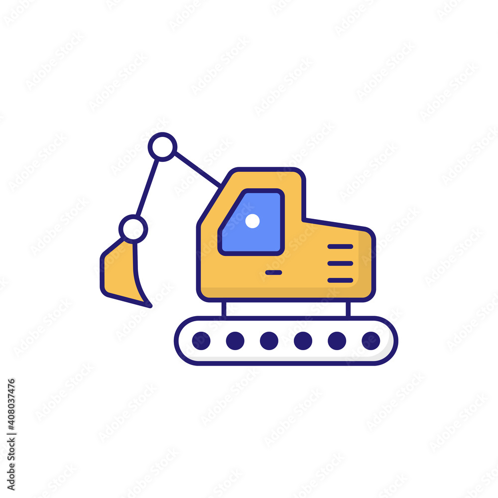 Excavator Vector outline filled icon style illustration. EPS 10 file Excavator Vector outline filled icon style illustration. EPS 10 file