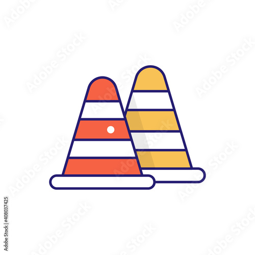 Construction Cone Vector outline filled icon style illustration. EPS 10 file 