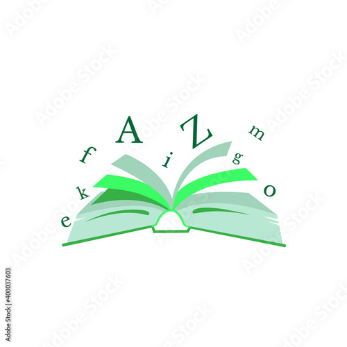 open green book and letters