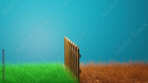 The grass is always greener on the other side expression 3d rendering motion animation.