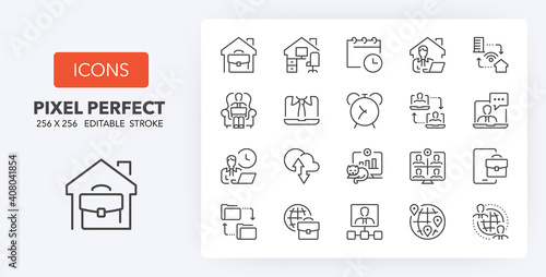 remote working line icons 256 x 256