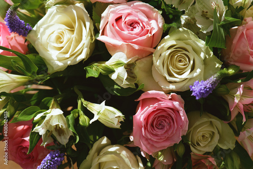 Bouquet of roses. Beautiful delicate flowers.