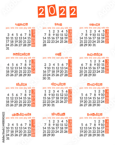 calendar for 2022 polish
