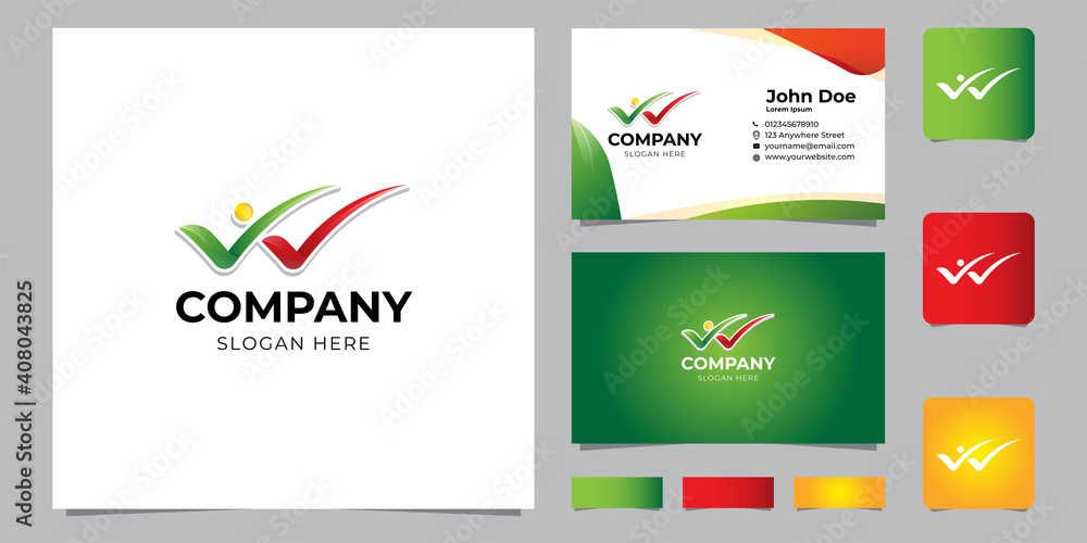 W shaped logo with Premium Vector Business card design template