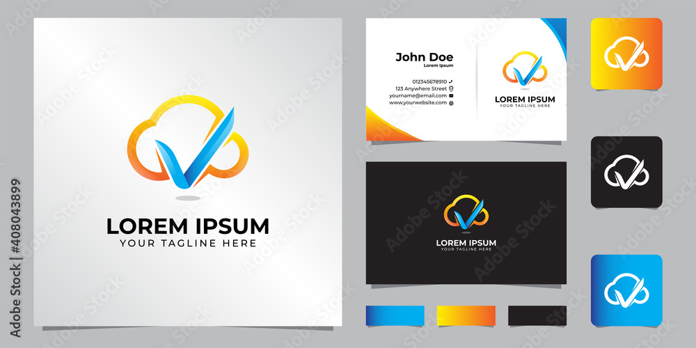 Premium vector cloud logo and business card Premium vector cloud logo and business card