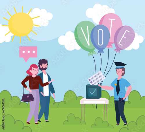different occupations voters casting ballots at polling place