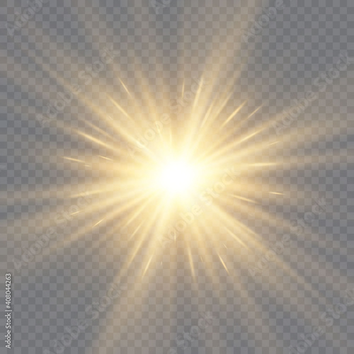 Glow light effect. Star burst with sparkles. Sun. Vector illustration.