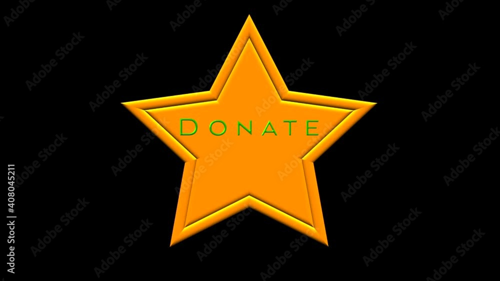 Golden star button DONATION. Donate Icon on black background Golden star button DONATION. Donate Icon on black background