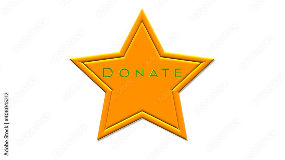 Golden star button DONATION. Donate Icon on white background Golden star button DONATION. Donate Icon on white background