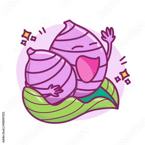 Cute taro cartoon character isolated on white background