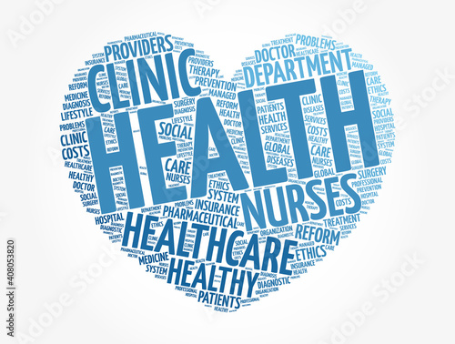 HEALTH heart word cloud, fitness, sport, health concept background