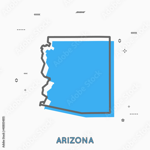 Arizona map in thin line style. Arizona infographic map icon with small thin line geometric figures. Arizona state. Vector illustration linear modern concept