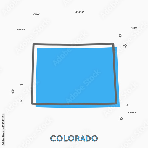 Colorado map in thin line style. Colorado infographic map icon with small thin line geometric figures. Colorado state. Vector illustration linear modern concept