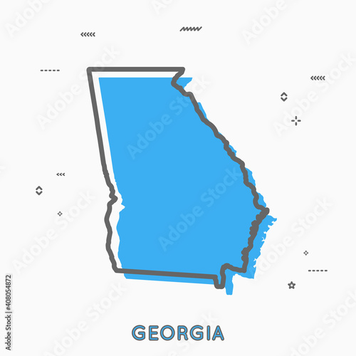 Georgia map in thin line style. Georgia infographic map icon with small thin line geometric figures. Georgia state. Vector illustration linear modern concept