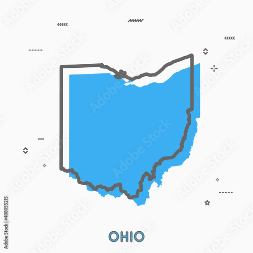 Ohio map in thin line style. Ohio infographic map icon with small thin line geometric figures. Ohio state. Vector illustration linear modern concept